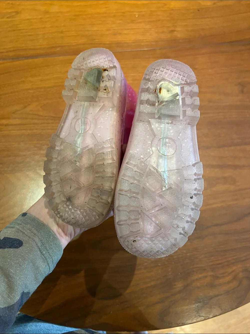 Kids Pink Ombre Glitter light up Rain Boots